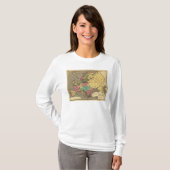 ヨーロッパ手の着色された地図書の地図 Tシャツ (正面フル)