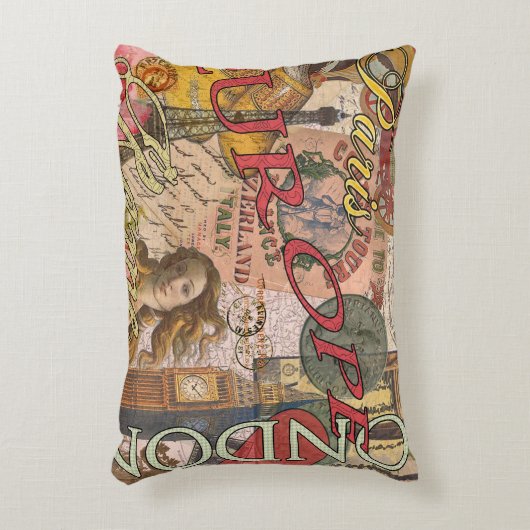 ヨーロッパ旅行ヴィンテージヨーロッパパリフランスアート アクセントクッション (正面(垂直))