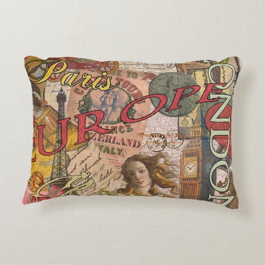 ヨーロッパ旅行ヴィンテージヨーロッパパリフランスアート アクセントクッション (裏面)