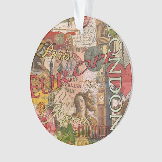 ヨーロッパ旅行ヴィンテージヨーロッパパリフランスアート オーナメント (正面)