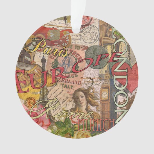 ヨーロッパ旅行ヴィンテージヨーロッパパリフランスアート オーナメント (正面)