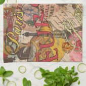 ヨーロッパ旅行ヴィンテージヨーロッパパリフランスアート キッチンタオル (折り畳み)