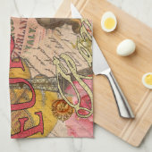 ヨーロッパ旅行ヴィンテージヨーロッパパリフランスアート キッチンタオル (四つ折り)