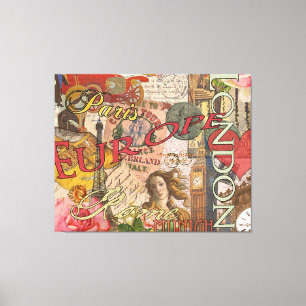 ヨーロッパ旅行ヴィンテージヨーロッパパリフランスアート キャンバスプリント