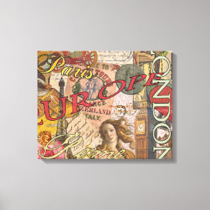 ヨーロッパ旅行ヴィンテージヨーロッパパリフランスアート キャンバスプリント