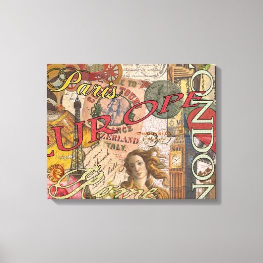 ヨーロッパ旅行ヴィンテージヨーロッパパリフランスアート キャンバスプリント (正面)