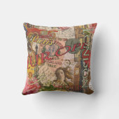 ヨーロッパ旅行ヴィンテージヨーロッパパリフランスアート クッション (裏面)
