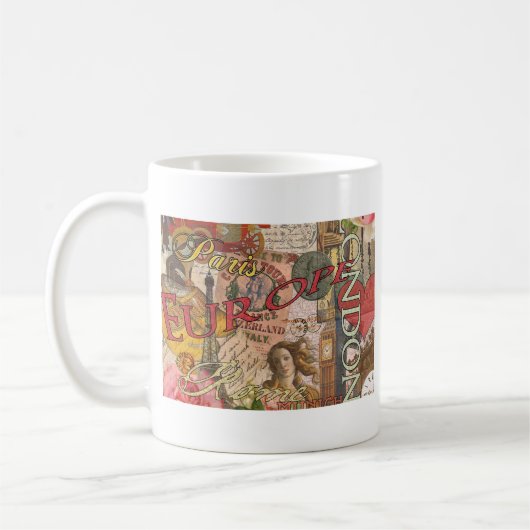 ヨーロッパ旅行ヴィンテージヨーロッパパリフランスアート コーヒーマグカップ (左)
