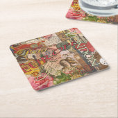 ヨーロッパ旅行ヴィンテージヨーロッパパリフランスアート スクエアペーパーコースター (アングル)