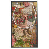 ヨーロッパ旅行ヴィンテージヨーロッパパリフランスアート スモールペーパーバッグ (裏面)