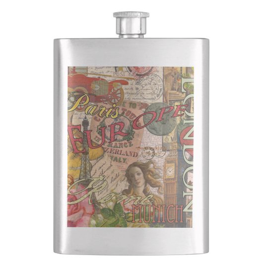 ヨーロッパ旅行ヴィンテージヨーロッパパリフランスアート フラスク (正面)