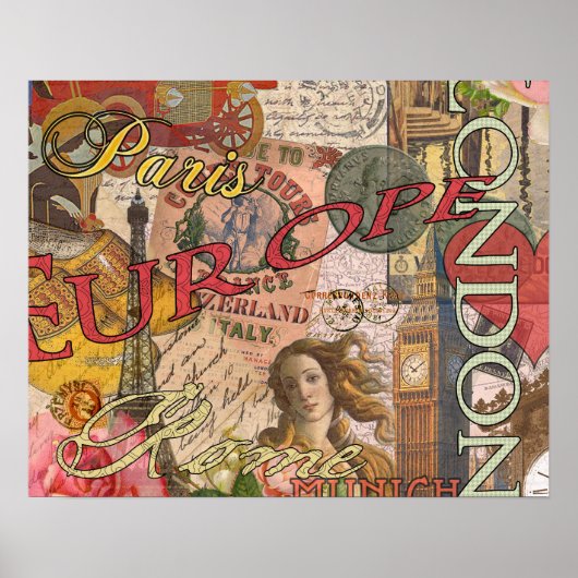 ヨーロッパ旅行ヴィンテージヨーロッパパリフランスアート ポスター (正面)