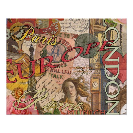 ヨーロッパ旅行ヴィンテージヨーロッパパリフランスアート ポスター (正面)