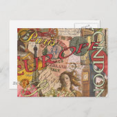 ヨーロッパ旅行ヴィンテージヨーロッパパリフランスアート ポストカード (正面/裏面)