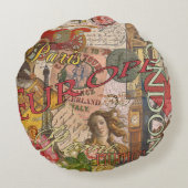 ヨーロッパ旅行ヴィンテージヨーロッパパリフランスアート ラウンドクッション (裏面)