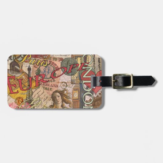 ヨーロッパ旅行ヴィンテージヨーロッパパリフランスアート ラゲッジタグ (正面横)