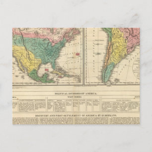 ヨーロッパ発見アメリカ地図 ポストカード