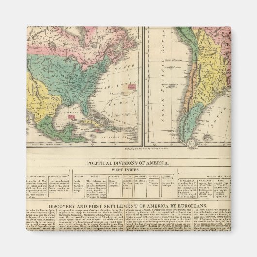 ヨーロッパ発見アメリカ地図 マグネット (正面)