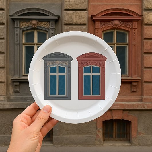 ヨーロッパ窓華美建築美術 ペーパープレート