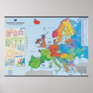 「ヨーロッパ諸語」 : Carte des langues d'Europe ポスター