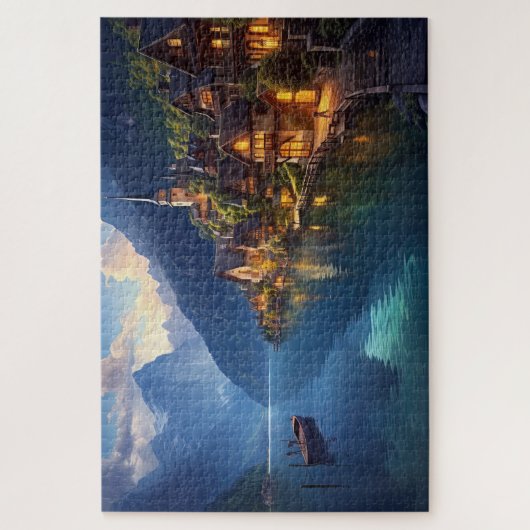 ヨーロッパ魅力的アルプスの村とのパズル。 ジグソーパズル (縦)