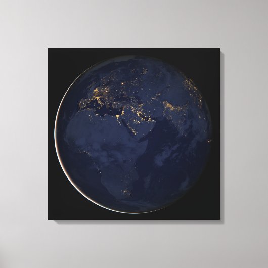 ヨーロッパ、アフリカ、中東の都市の夜の照明 キャンバスプリント (正面)