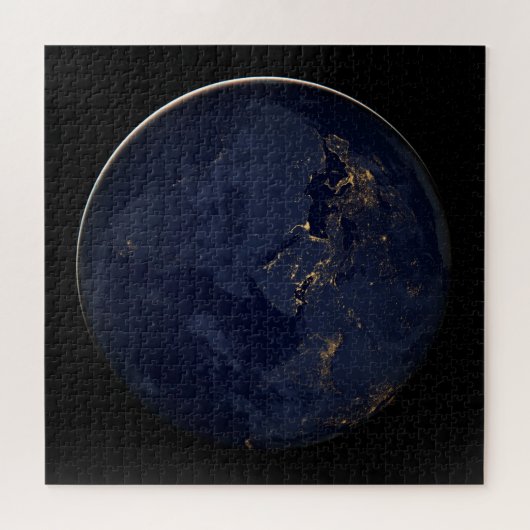 ヨーロッパ、アフリカ、中東の都市の夜の照明 ジグソーパズル (横)