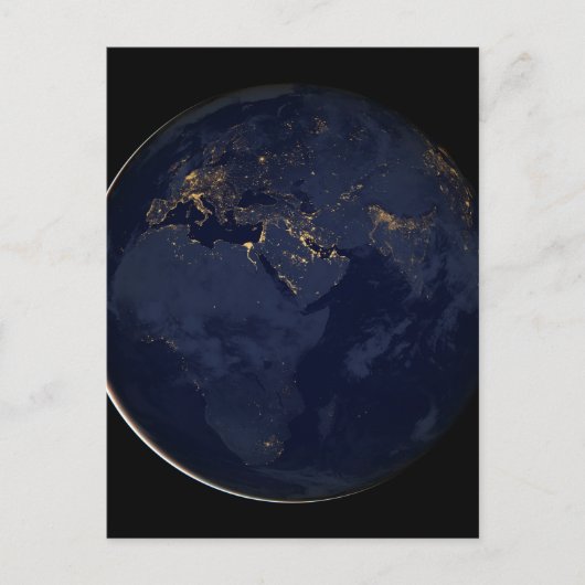 ヨーロッパ、アフリカ、中東の都市の夜の照明 ポストカード (正面)