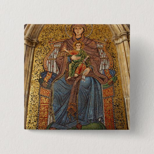 ヨーロッパ、イタリア、シチリア、タオルミナ。マドンナと子ども 缶バッジ (正面)