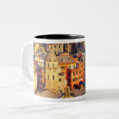 ヨーロッパ、イタリア、シンク·テレ。ベルナッツァ村 ツートーンマグカップ (正面左)