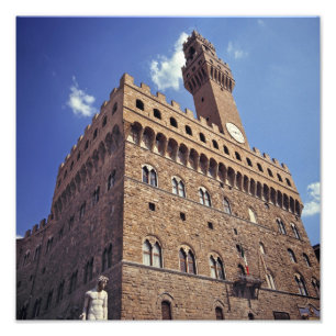 ヨーロッパ、イタリア、フィレンツェ。中世の Palazzo フォトプリント