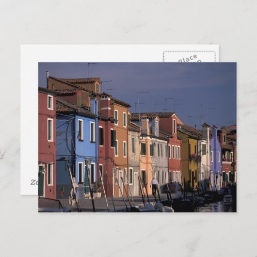 ヨーロッパ、イタリア、ベネチア。数々の色の家 ポストカード (正面/裏面)