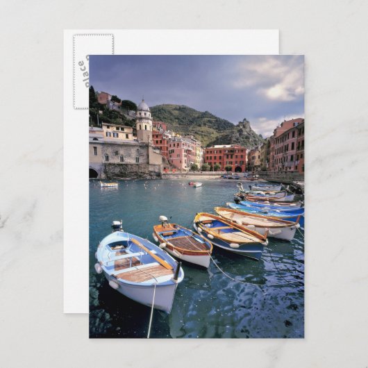 ヨーロッパ、イタリア、ヴェルナッツァ。明るい色彩の鮮やかボート ポストカード (正面/裏面)