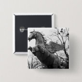 ヨーロッパ、オーストリア、サルツブルク翼馬の像 缶バッジ (正面&裏面)