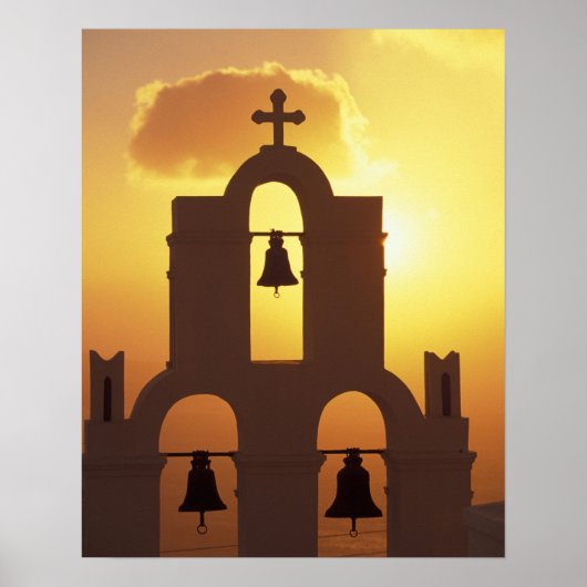 ヨーロッパ、ギリシャ、サイクレイズ諸島、サントリーニ、 ポスター (正面)