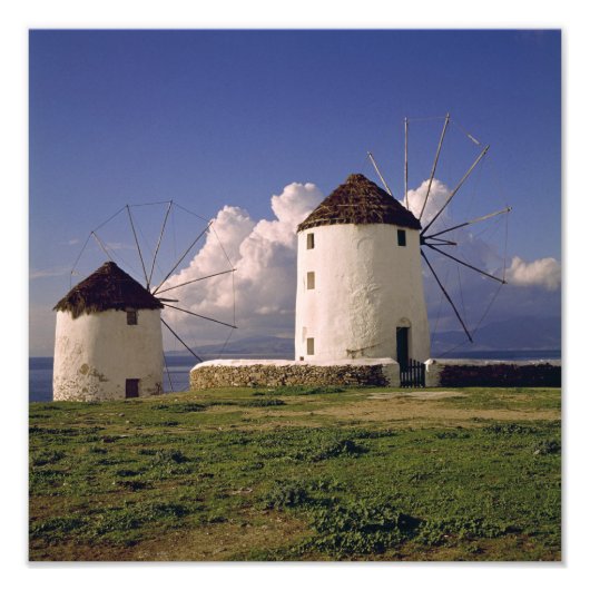 ヨーロッパ、ギリシャ、ミコノス。白く洗った フォトプリント            (正面)