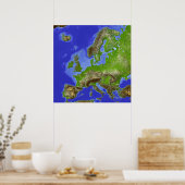 ヨーロッパ、シェーディングされたレリーフ、 浮き彫りマップ ポスター (キッチン)