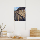 ヨーロッパ、スペイン、セゴビア。レイトライトがシャドウを投影 ポスター (キッチン)