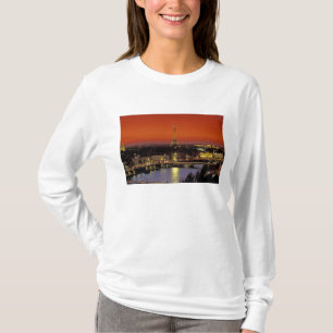 ヨーロッパ, フランス, パリ エッフェル塔のサンセットビュー Tシャツ