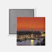 ヨーロッパ、フランス、パリ。サンセットビューエッフェル マグネット (正面/裏面)