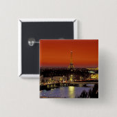 ヨーロッパ、フランス、パリ。夕焼けのエッフェル 缶バッジ (正面&裏面)