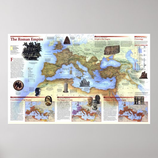 「ヨーロッパ：ローマ帝国史の詳細な地図… ポスター (正面)