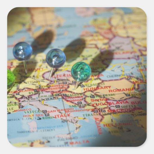 ヨーロッパ,世界地図 スクエアシール (正面)