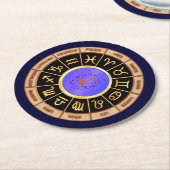 ヨーロッパ〔占星術の〕十二宮図シンボルや象徴 ラウンドペーパーコースター (アングル)