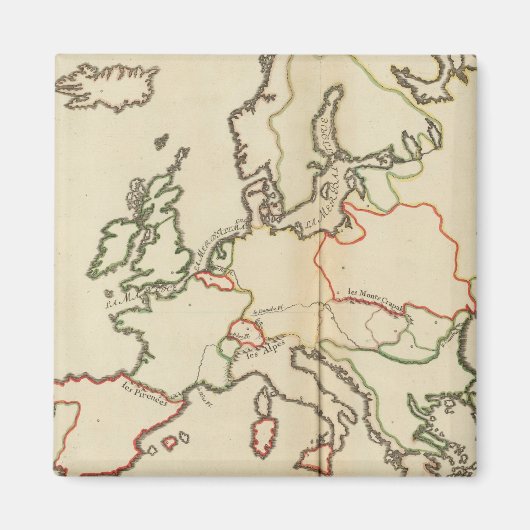 ヨーロッパ、山と川 マグネット (正面)