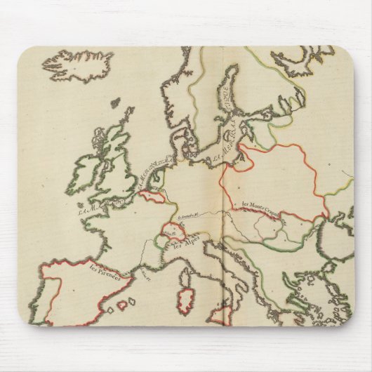 ヨーロッパ、山、川 マウスパッド (正面)