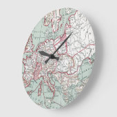 ヨーロッパ、12世紀の地図 ラージ壁時計 (傾斜)