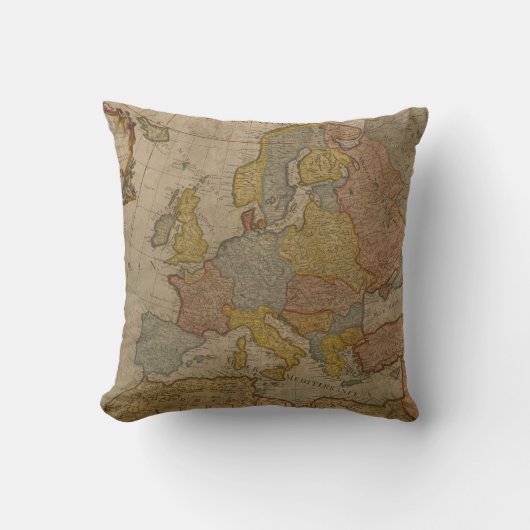 ヨーロッパ| 1700年の地図 クッション (正面)