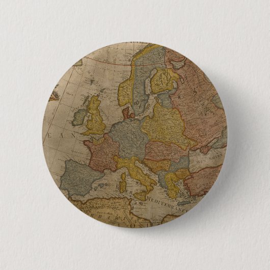 ヨーロッパ| 1700年の地図 缶バッジ (正面)