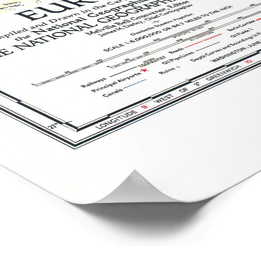 "ヨーロッパ: 1957年のクラシックな政治冷戦の地図… ポスター (角)